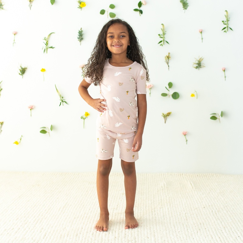 Short Sleeve Pajamas in Blush Rabbit