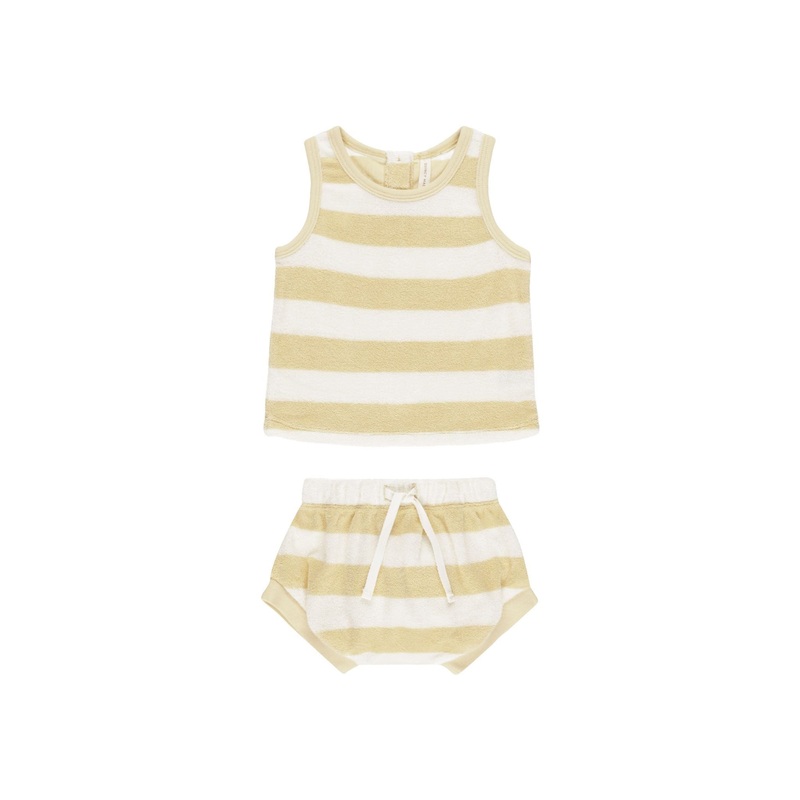 Terry Tank + Short Set – Yellow Stripe