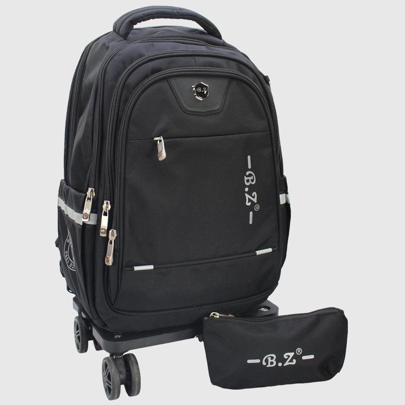 Black 18 Inches Trolley Backpack + Pencil Case