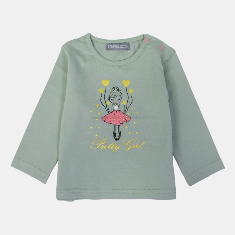Baby Girls Cotton Long-Sleeved T-Shirt  Pistachio Elegance