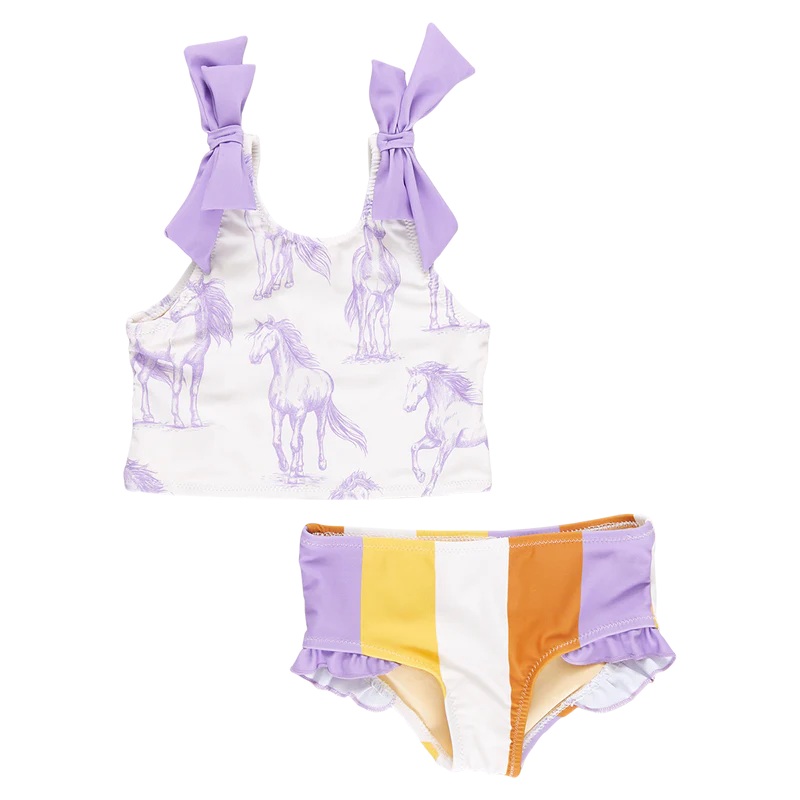 Girls Shelly Tankini – Lavender Horses