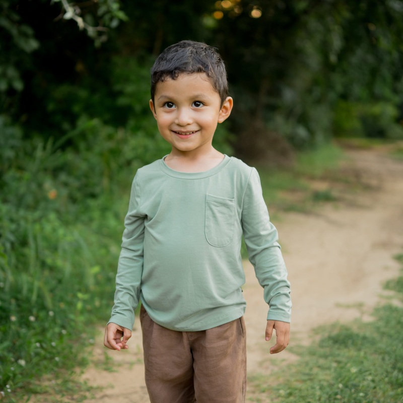 Long Sleeve Toddler Crew Neck Tee in Thyme