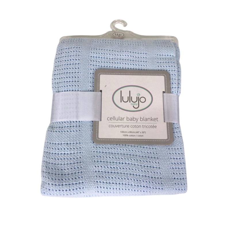 Lulujo Cellular Baby Blanket, Blue