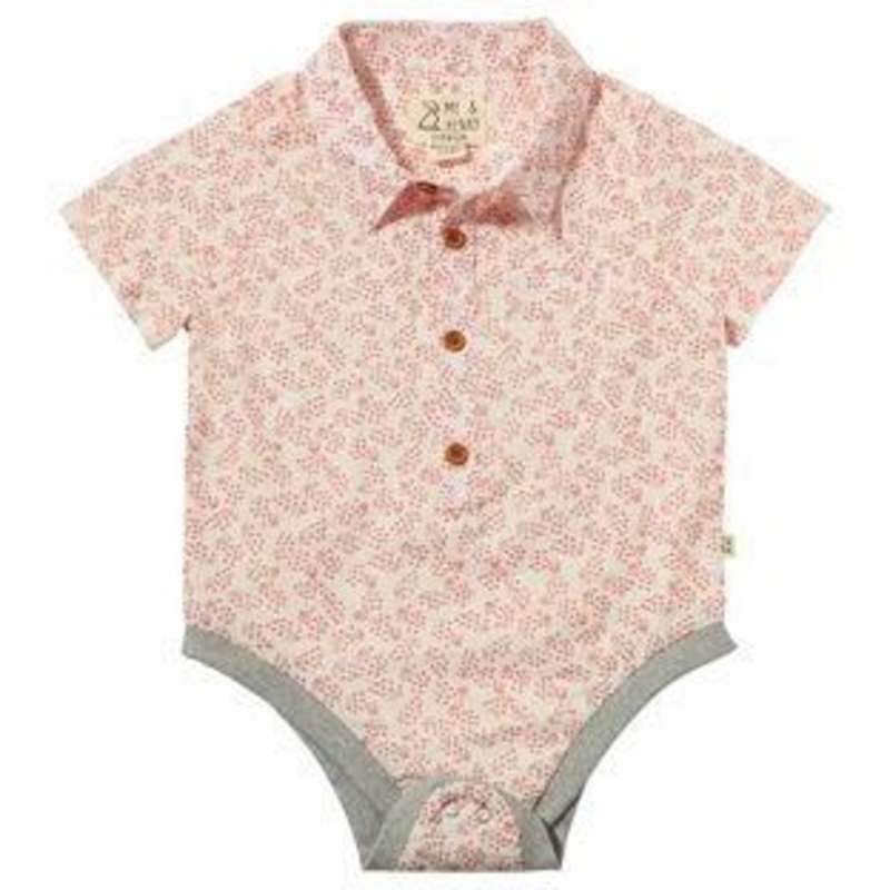 Me & Henry Helford Woven Onesie | Coral Floral