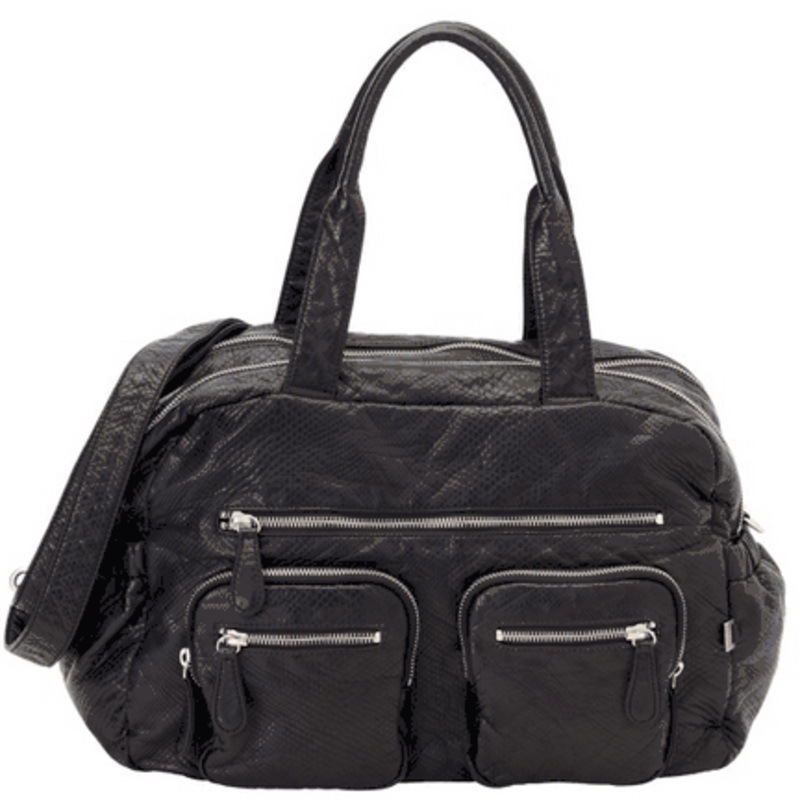OiOi Faux Lizard Carry All Diaper Bag in Black