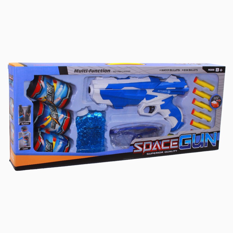 Foam & Gel Bullet Gun with Accessories – White And Blue
