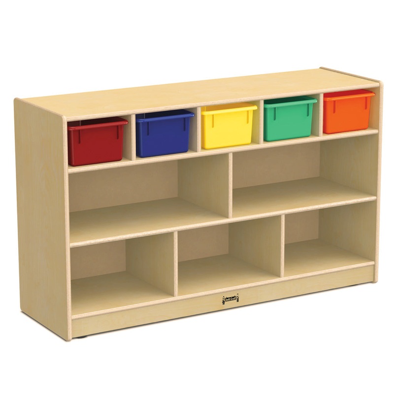 Jonti-Craft Low Combo Mobile Storage Unit – with Colored Bins