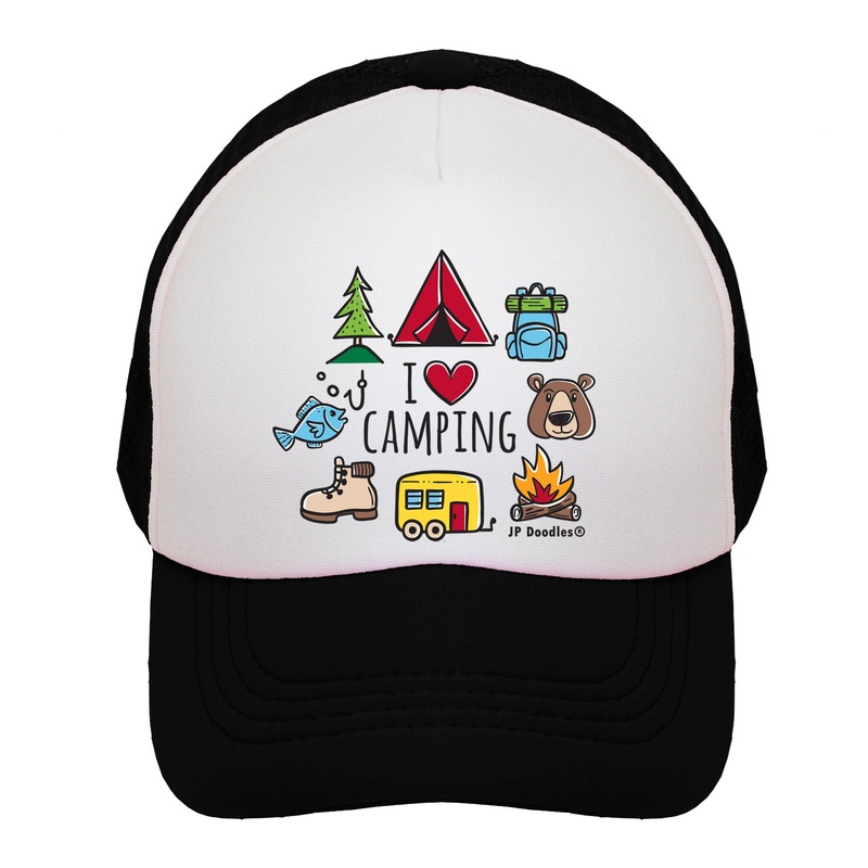 JP Doodles I Love Camping Kids Trucker Hat