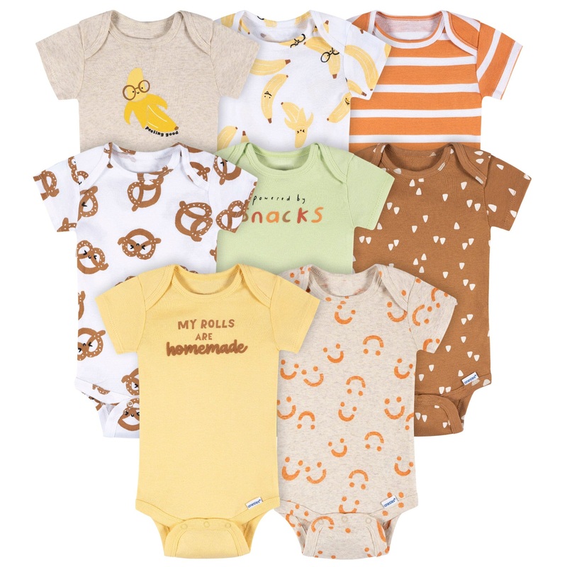 8-Pack Baby Neutral Peeling Good Short Sleeve Onesies Bodysuits