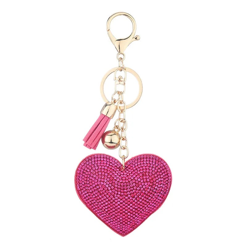 Hopscotch Kids Bedazzled Heart Tassel Keychain