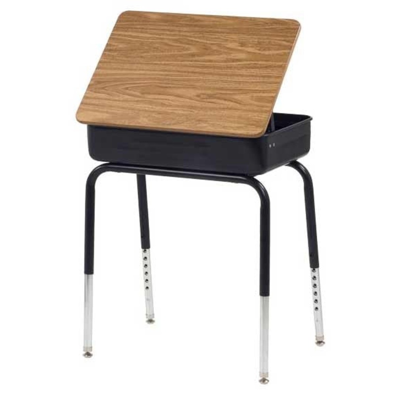 Lift-Lid Desk Medium Oak Laminate Surface