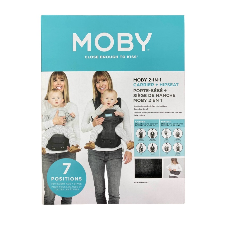 Moby 2-in-1 Baby Carrier + Hip Seat, Heathered Grey