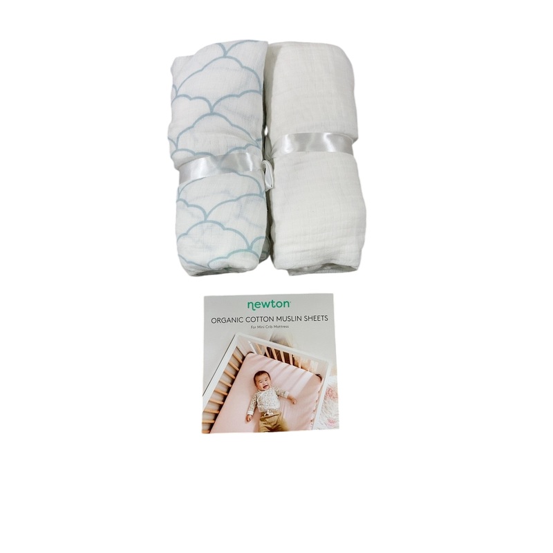 Newton 2 Pack Mini Crib Sheets, Dreamweaver Moonstone Mist/Solid White