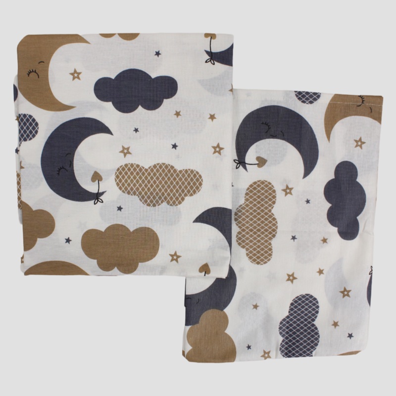 Unisex Baby Bed Sheets  Off White with Moon and Cloud Design