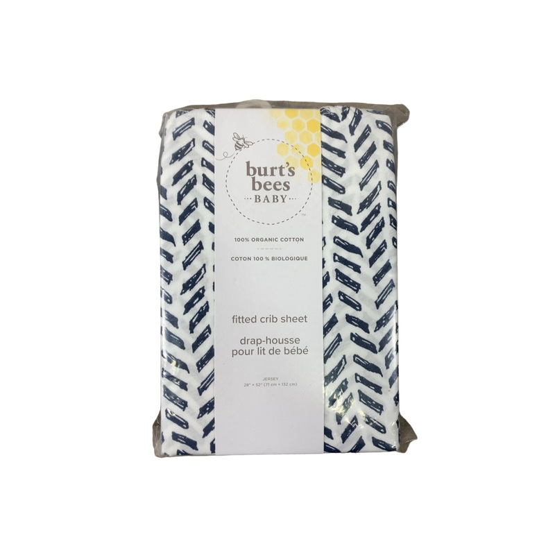 Burt’s Bees Baby Fitted Crib Sheet, Indigo Pattern, 28″ x 52″