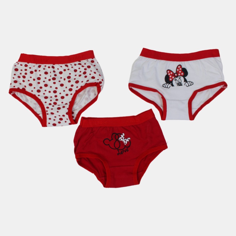 Girls Cotton Panties  Red Minnie Mouse Design (Pack of 3)