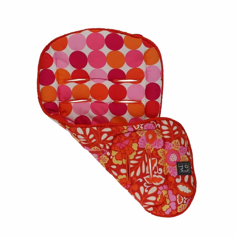 Short Stroller Mat Big Dots Orange/Pink