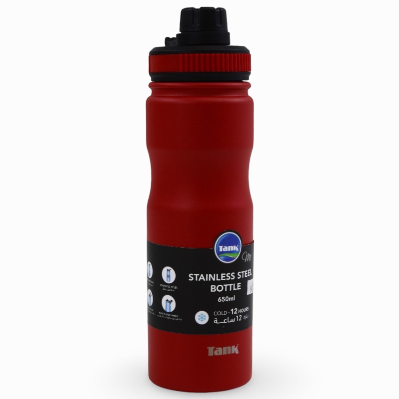 Tank Stainless Steel Cold Bottle 650ml  Dark Red