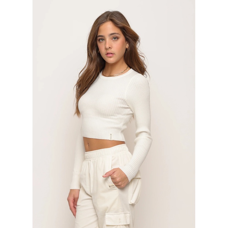 Variegated Ribbed Long Sleeve – Ecru