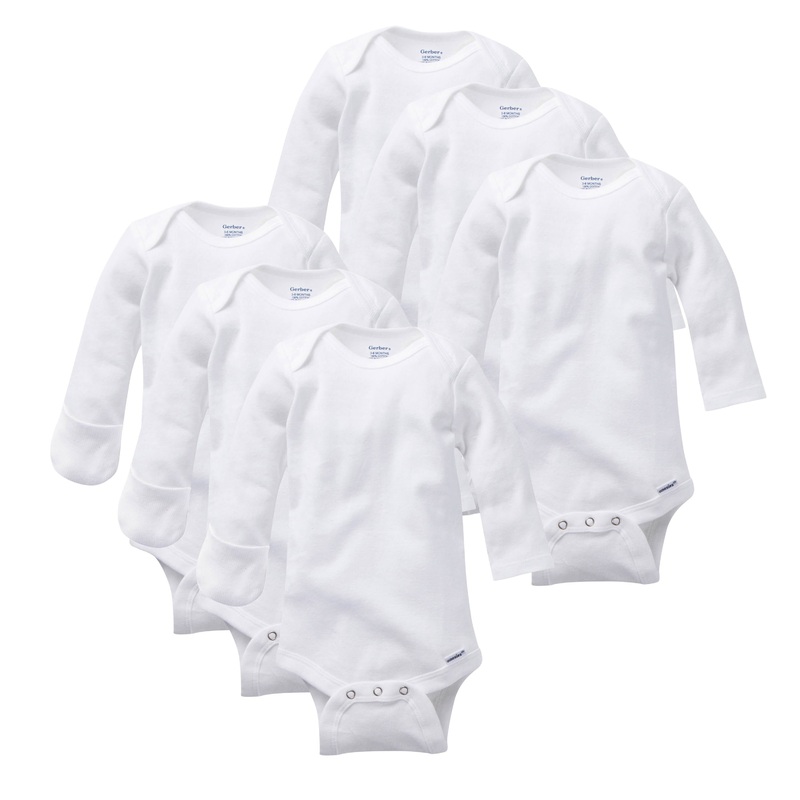 6-Pack Long-Sleeve Onesies Bodysuits With Mitten Cuffs