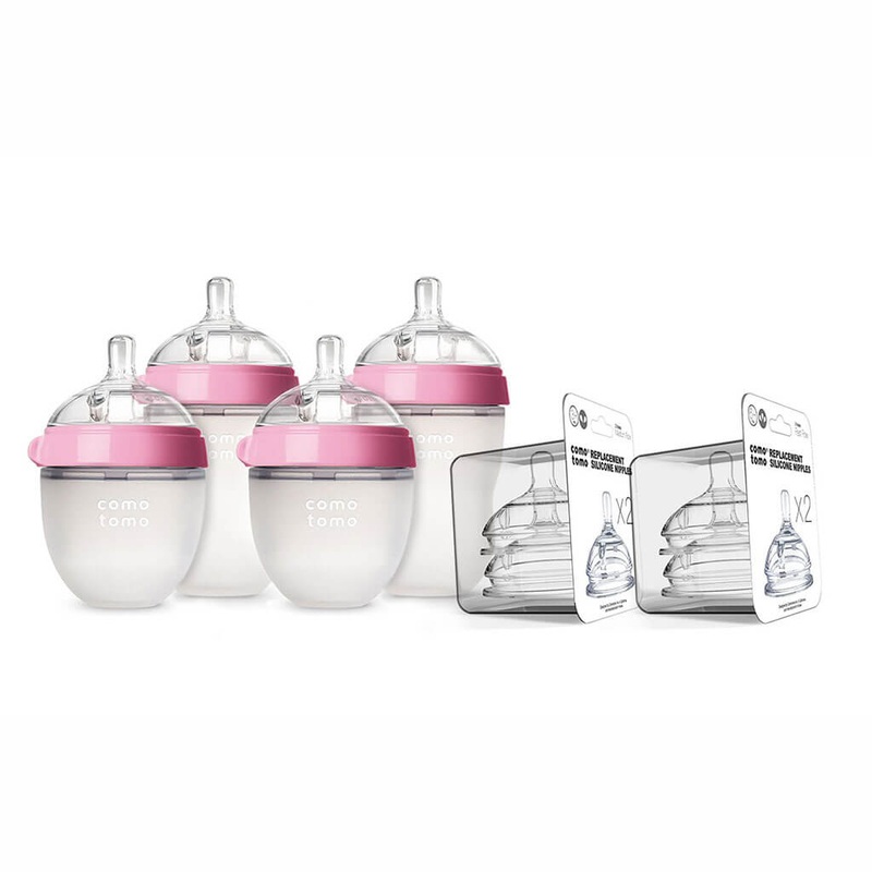 7 Piece Baby Bottle Gift Set Pink
