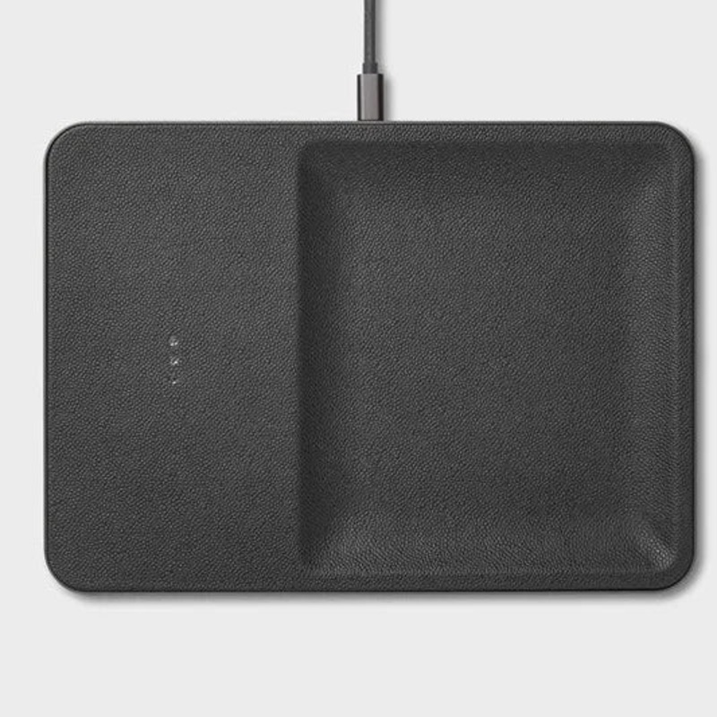 CATCH:3 Single-Device Charging Tray w/ Storage – Leather – Ash