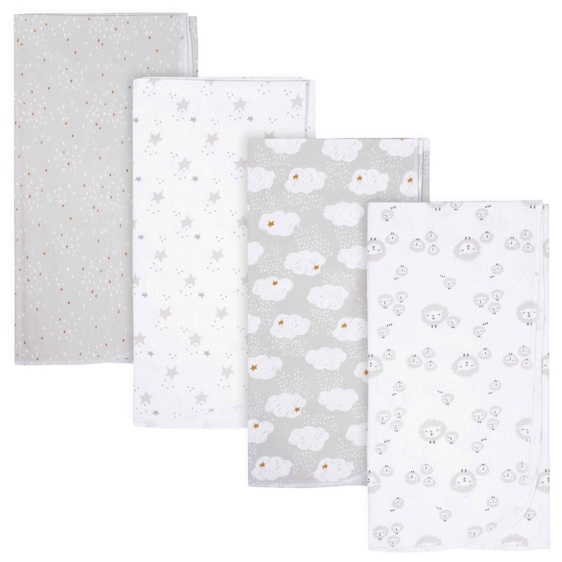 Gerber 4-Pack Baby Unisex Lamb Flannel Blankets