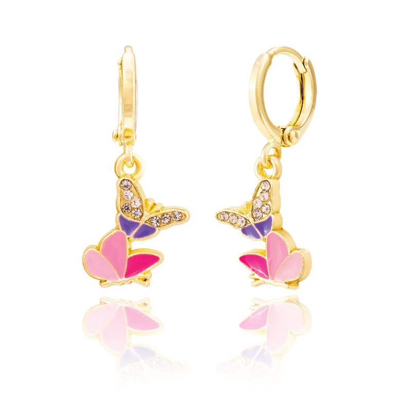 Girl Nation Huggie Hoop Dangle Earrings | Butterfly Kiss
