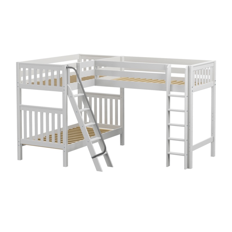 High Corner Loft Bunk with Straight Ladder and Angled Ladder