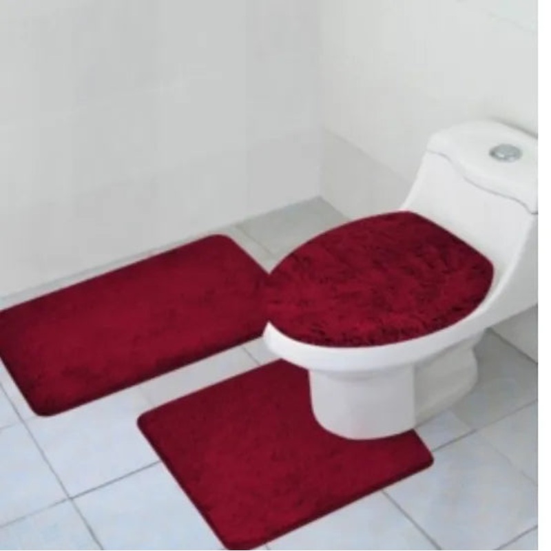 Popular Bath Florence 3-Pc. Rug Set – Burgundy