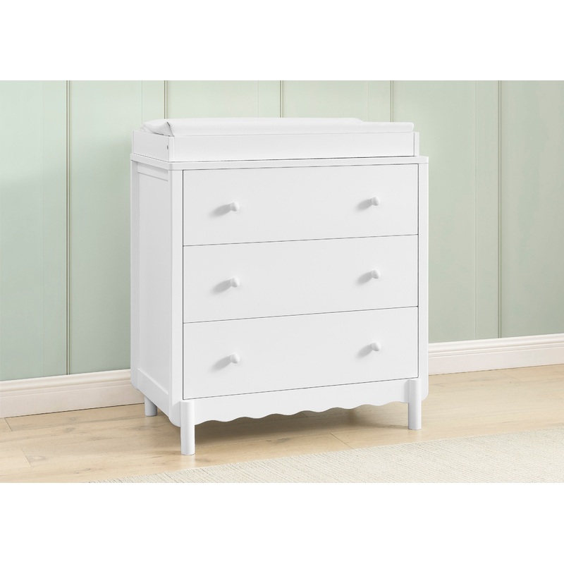 William 3 Drawer Dresser with Changing Top and Interlocking Drawers