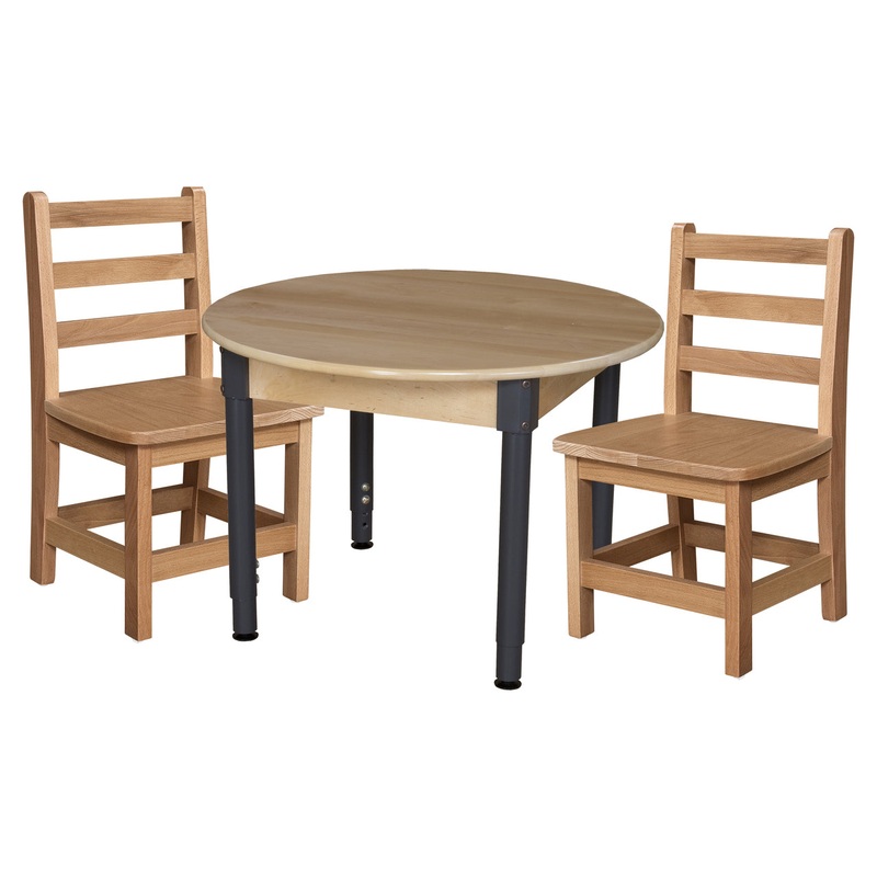 30″ Round Hardwood Adjustable-Height Table w/ Chairs (16″ Seat Height)
