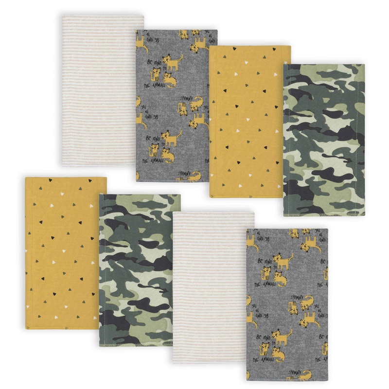 8-Pack Baby Boys Tiger Flannel Burp Cloths