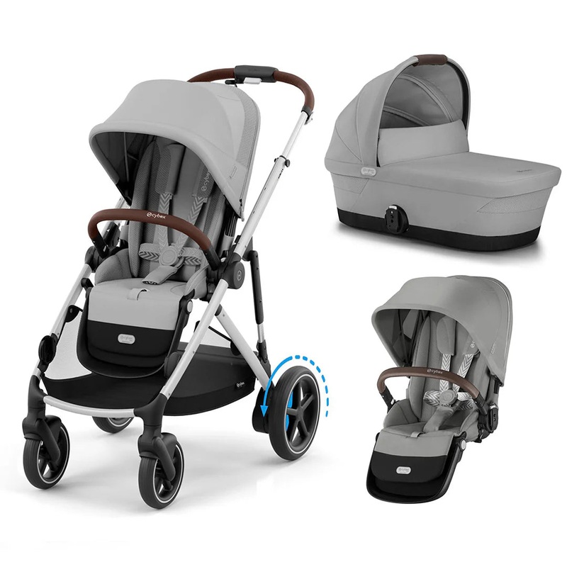 Cybex eGazelle S Twin/Double Bundle (2 seats, 1 carrycot) – Stone Grey