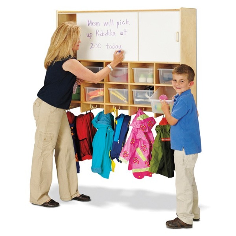 Jonti-Craft 10 Section Wall Mount Coat Locker with Storage  with Clear Cubbie-Trays