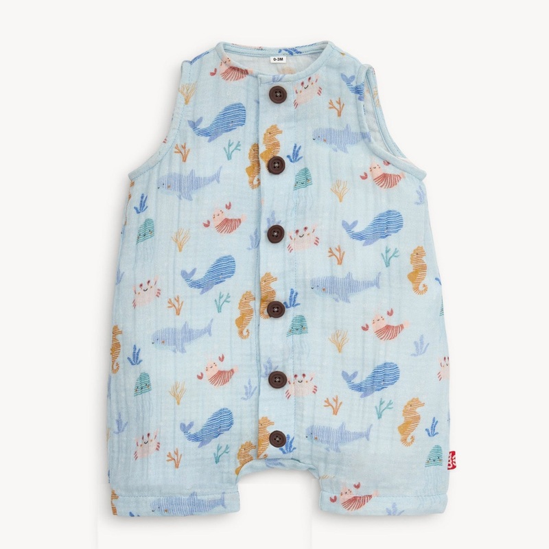 Magnetic Me – Organic Cotton Gauze Coverall – Deep Sea Jubilee