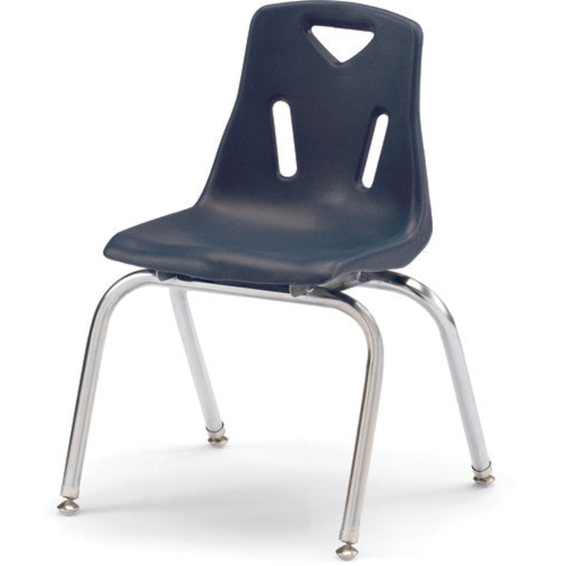 Berries Stacking Chair with Chrome-Plated Legs – 16″ Ht – Navy