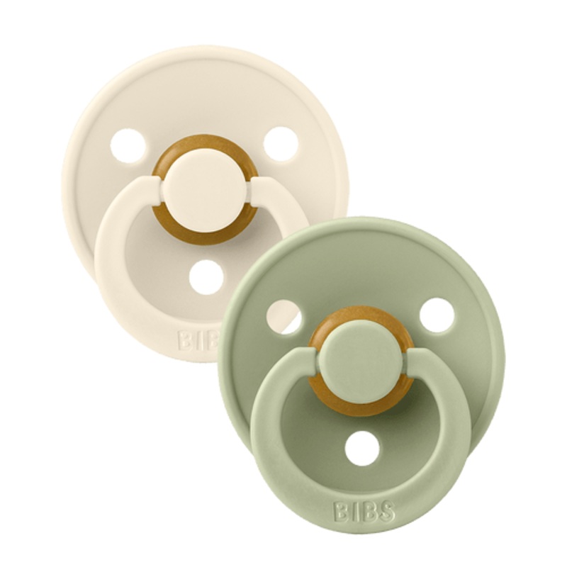 BIBS Pacifier Colour 2 PACK Latex Size 1 Anatomical Ivory/Sage