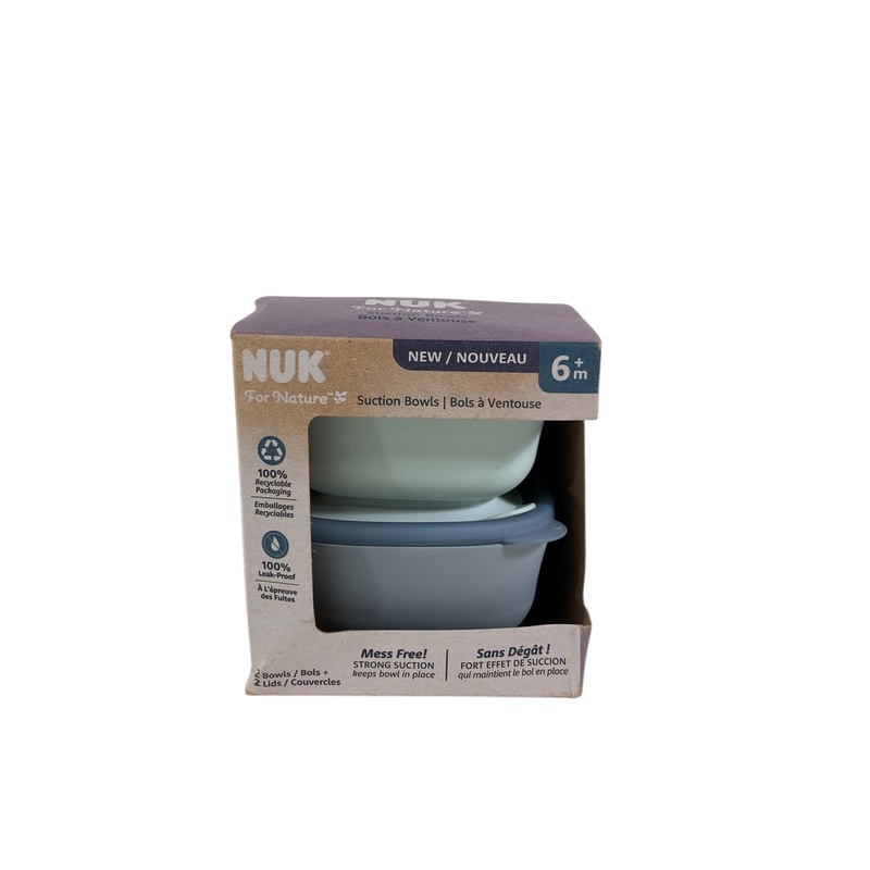 NUK Suction Bowl and Lid 2 Pack, Gray/Sage