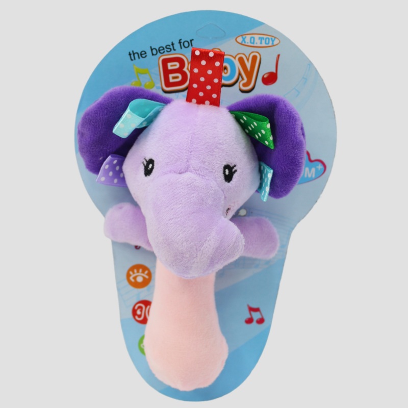 Soft Elephant Rattle Toy for Babies  Purple