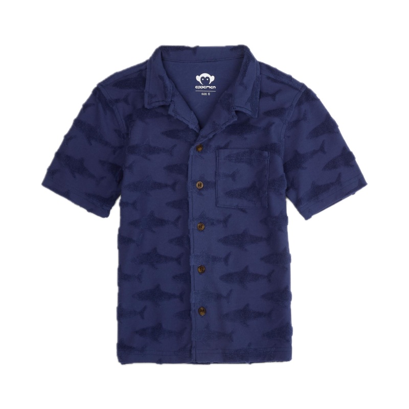 Appaman Resort Shirt – Navy Sharks