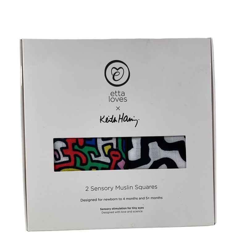 Etta Loves 2 Pack Sensory Muslin Squares, Keith Haring