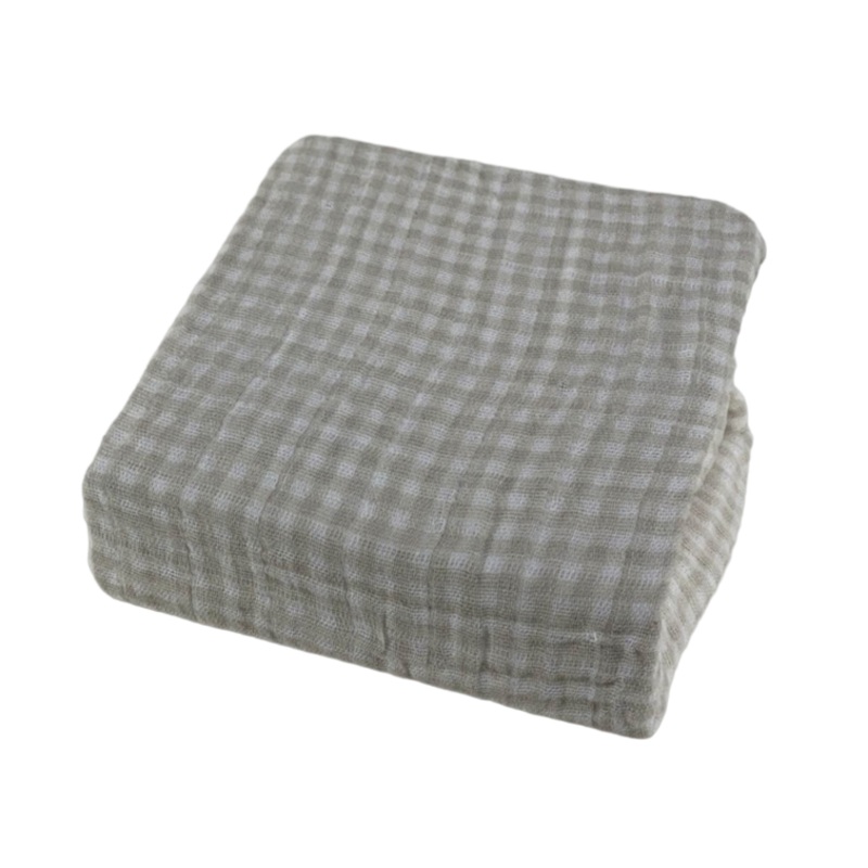 Little Unicorn Cotton Muslin Fitted Crib Sheet, Tan Gingham