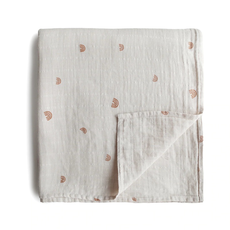 Mushie Muslin Swaddle Blanket Organic Cotton – Rainbows