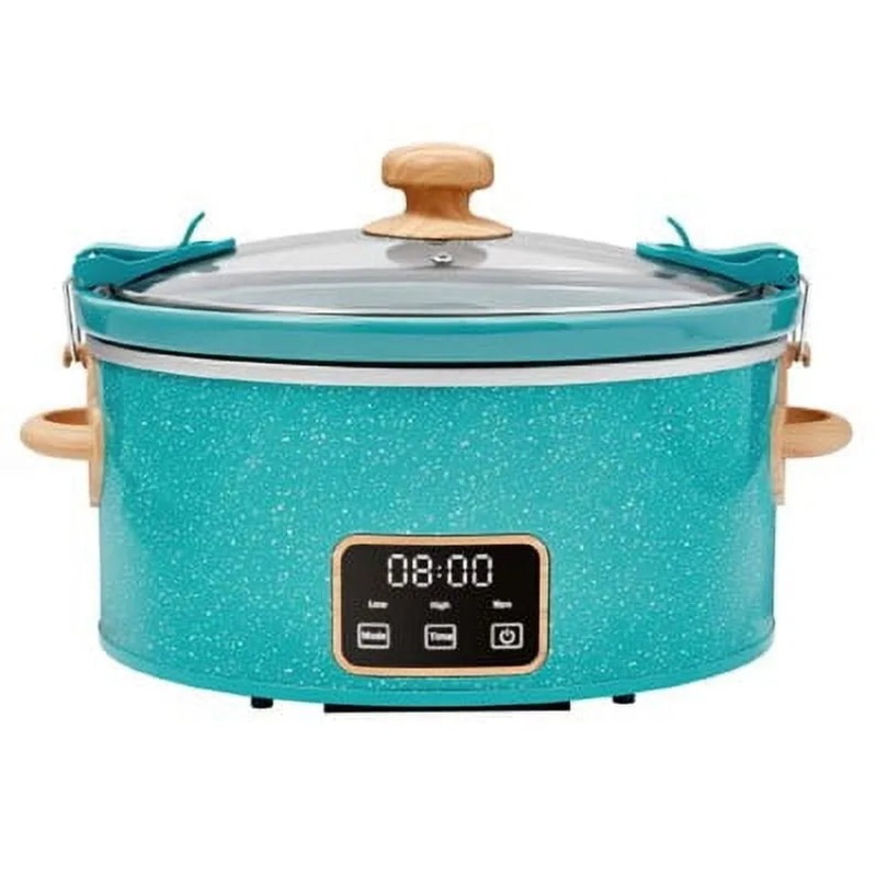 The Pioneer Woman 6 Qt Digital Slow Cooker with Locking Lid – Teal Speckle Design