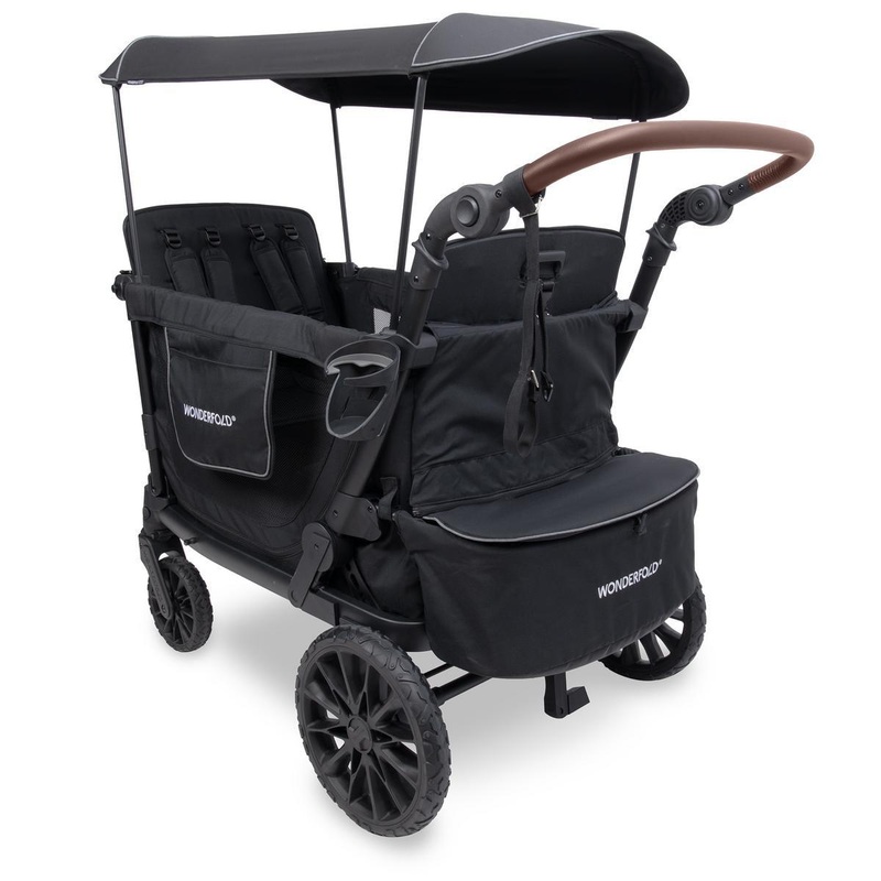 WonderFold OPEN BOX L4 Quad (4 Seater) Stroller Wagon – Black