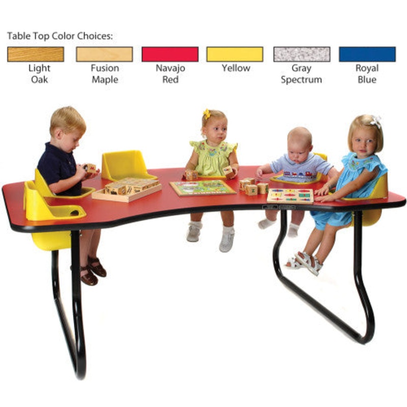 6-Seat Toddler Table, Gray Spectrum Table Top with Red Seats