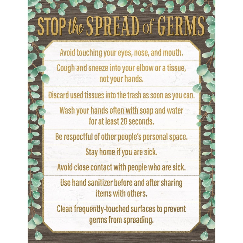 Eucalyptus Stop the Spread of Germs Chart