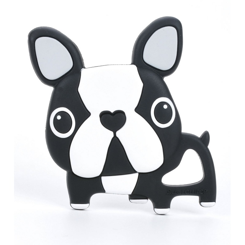 Loulou Lollipop Silicone Teether – Boston Terrier Black