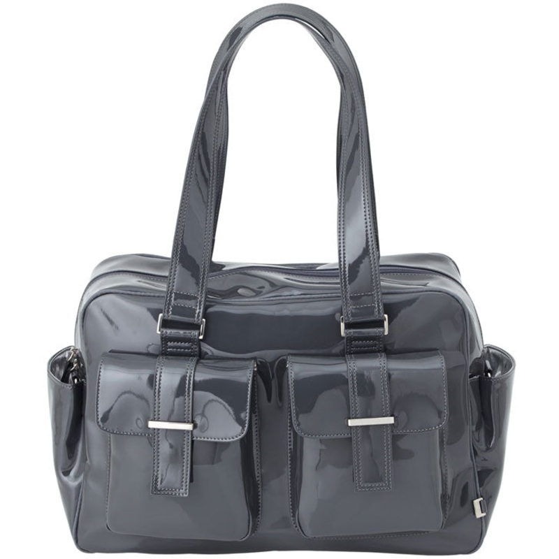 OiOi Gunmetal Patent Carry All Diaper Bag
